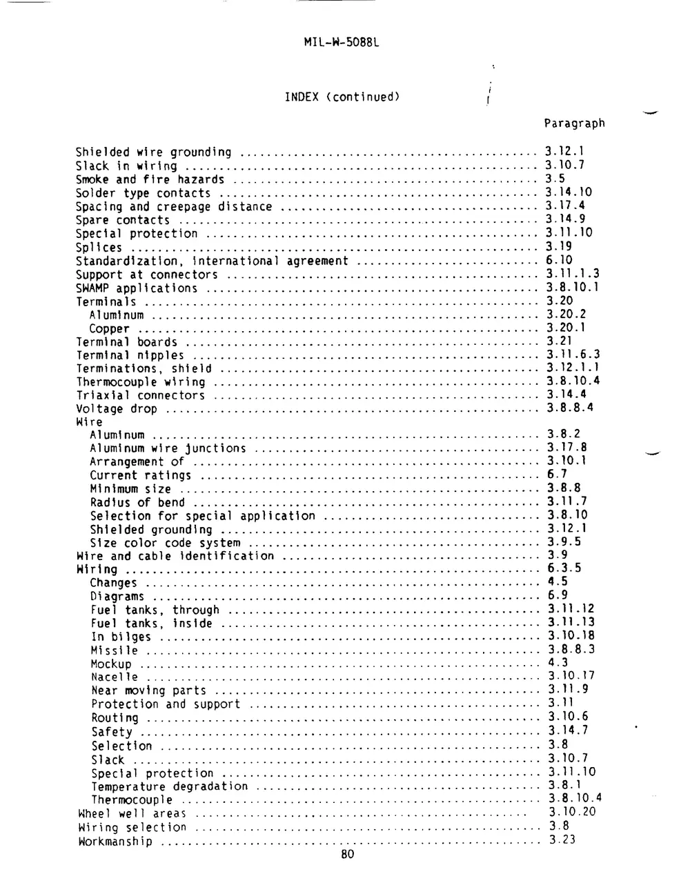Scan of MIL-W-5088L index, page 80